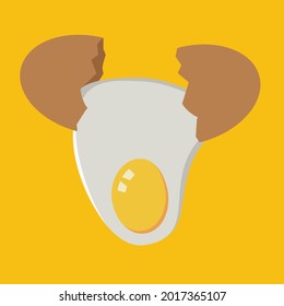 Raw, broken, boiled and fried eggs flat item set. cartoon domestic chicken eggs with yellow yolk isolated vector illustration collection. organic farm products and food concept Free Vector