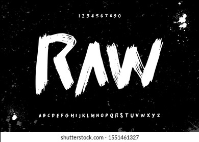 raw brush stroke handwritten alphabet vector sans serif font design