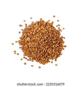 Raw Buckwheat Pile Isolated, Dry Buck Wheat Grains, Russian Kasha Heap, Uncooked Buckwheat Cut Out