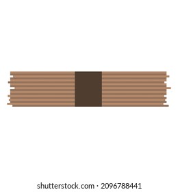 raw buckwheat soba noodles flat clipart vector illustration