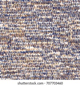 Raw carpet texture in blue and ocher. Abstract vector.