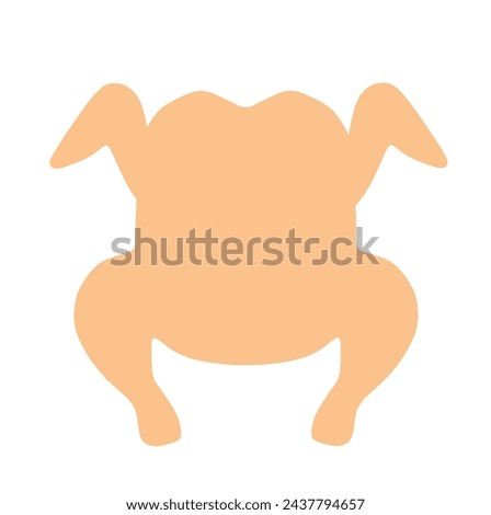 Raw chicken for cooking vector illustration isolated on white background. Organic food. Tasty  baked hot chicken.