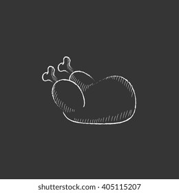 Raw chicken. Drawn in chalk icon.