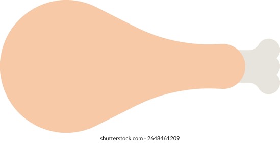 Raw chicken drumstick illustration. Fresh meat ingredient often used in home cooking and traditional dishes. Clean vector style for food-related content.