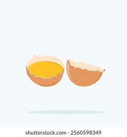 Raw chicken egg on isolated background. separation of yolk content with egg shell, for poster and web icon