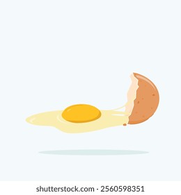 Raw chicken egg on isolated background. Broken egg with spilled yolk, for poster and web icon