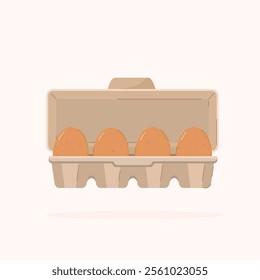 Raw chicken eggs in a box on an isolated background. protein and natural supplements, for posters and web icons