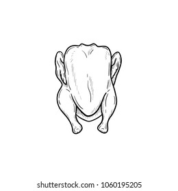 Raw chicken hand drawn outline doodle icon. Vector sketch illustration of raw chicken line icon for print, web, mobile and infographics isolated on white background.