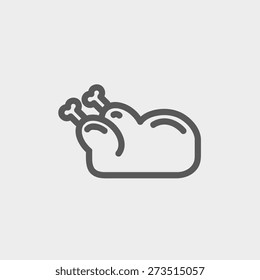 Raw chicken icon thin line for web and mobile, modern minimalistic flat design. Vector dark grey icon on light grey background.