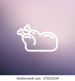 Raw chicken icon thin line for web and mobile, modern minimalistic flat design. Vector white icon on gradient mesh background.