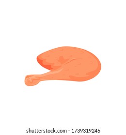 Raw chicken leg cartoon vector illustration. Poultry product flat color object. Hen meat. Balanced diet. Healthy meal. Source of animal protein isolated on white background