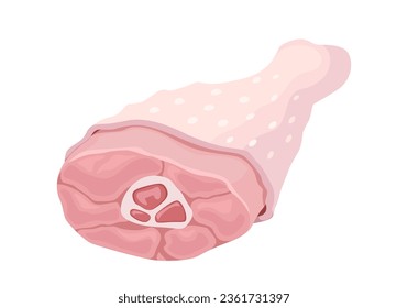 Raw chicken leg cut off. Vector illustration on a white background.