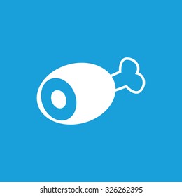 Raw chicken leg icon, white simple image isolated on blue background