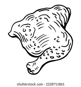 Raw chicken leg. Vintage vector color engraving illustration for poster and label. Isolated on white background. Hand drawn design element for label and poster.