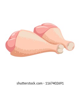 Raw chicken legs icon in flat style, fresh meat. Isolated on white background. Vector illustration.