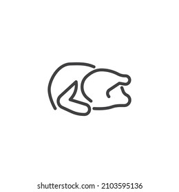Raw chicken line icon. Turkey poultry linear style sign for mobile concept and web design. Fresh Chicken meat outline vector icon. Symbol, logo illustration. Vector graphics
