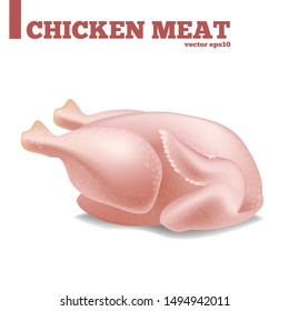 Raw chicken on white background. Side view. Vector clipart for your design for your design