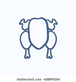 Raw chicken vector sketch icon isolated on background. Hand drawn Raw chicken icon. Raw chicken sketch icon for infographic, website or app.