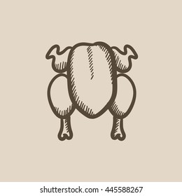 Raw chicken vector sketch icon isolated on background. Hand drawn Raw chicken icon. Raw chicken sketch icon for infographic, website or app.