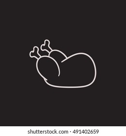 Raw chicken vector sketch icon isolated on background. Hand drawn Raw chicken icon. Raw chicken sketch icon for infographic, website or app.