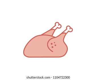Raw chicken. Raw chicken vector web icon isolated on white background, EPS 10, top view