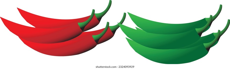 Raw chili and ripe pepper vector art .