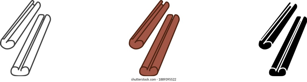 Raw Cinnamon icon , vector line illustration	