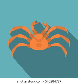 Raw crab icon. Flat illustration of raw crab vector icon for web isolated on baby blue background
