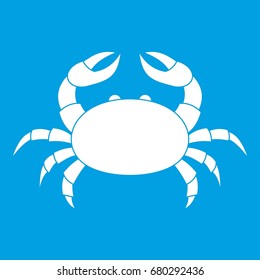 Raw crab icon white isolated on blue background vector illustration