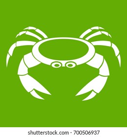 Raw crab icon white isolated on green background. Vector illustration