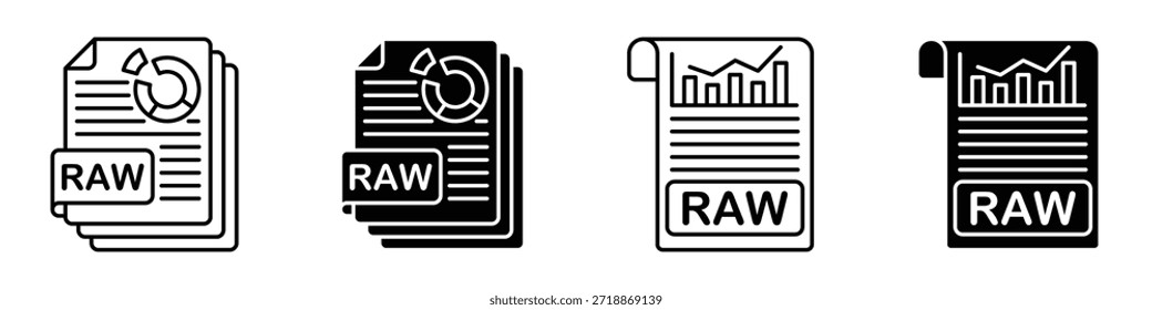Rohdaten-Symbol in linearem und Clipart-Style Pack auf weißem Hintergrund.