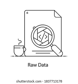 A Raw Data Icon, Magnifier On Coding 