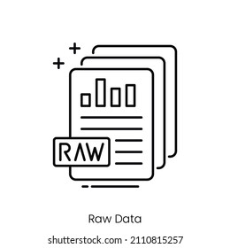 icono de datos sin procesar. Diseño de icono de estilo de esquema aislado en fondo blanco