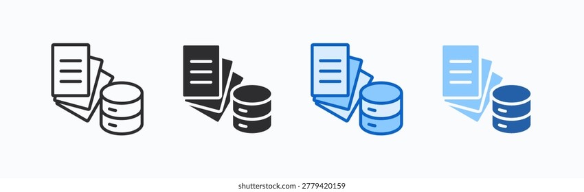 Raw Data Icon Sheet Multiple Style Collection Isolated Vector