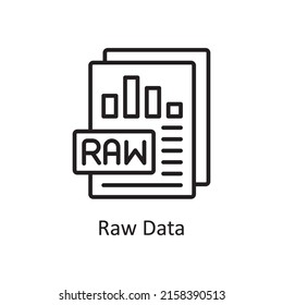 Ilustración de diseño de iconos de contorno vectorial de datos sin formato. Símbolo de análisis de datos sobre archivo EPS 10 de fondo blanco