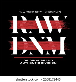 Tipografía de diseño de grunge RAW DENIM, ilustración de texto de diseño vectorial, afiche, pancarta, volante, postal, signo, gráficos de camisetas, impresión, etc