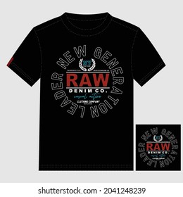Raw denim nyc new generation fashion stylish text lettering typography graphic t shirt print vector illustration design