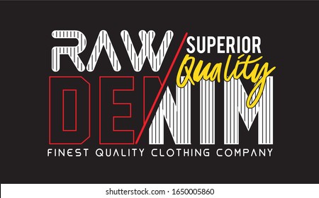 raw denim typography for print t shirt