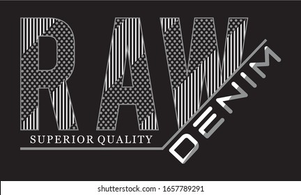 raw denim typography for print t shirt
