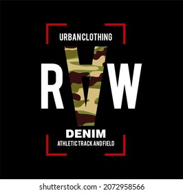 Tipografía RAW DENIM, gráficos de camisetas, ilustración de vectores
