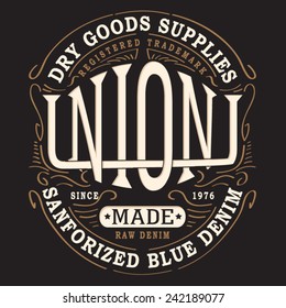 Raw Denim Typography, T-shirt Graphics, Vectors