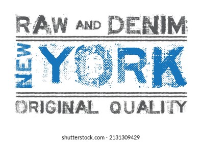 Raw Denim vector illustration for print tee shirt, typography, poster, background and other uses