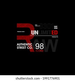 raw denim,unlimited product, typography graphic design, for t-shirt prints, vector illustration
