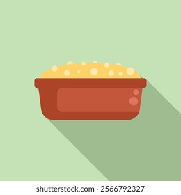 Raw dough rising in rectangular baking pan, concept of making homemade bread