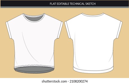 Raw edge hem Top vector file