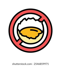 consumo de ovo cru evite o vetor do ícone de cor. consumo de ovo cru evite o sinal. símbolo isolado ilustração