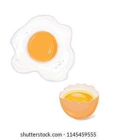 A raw egg. Half egg in the shell. Vector.