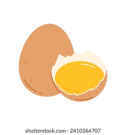 Raw egg isolated on white background. Flat vector illustration