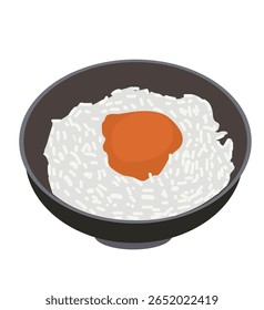 Rohes Ei auf Reis ist ein klassisches japanisches Gericht. Reis mit frittierter Eierbeilage.