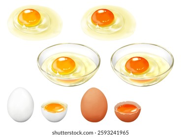 Raw egg variations: white and red eggs